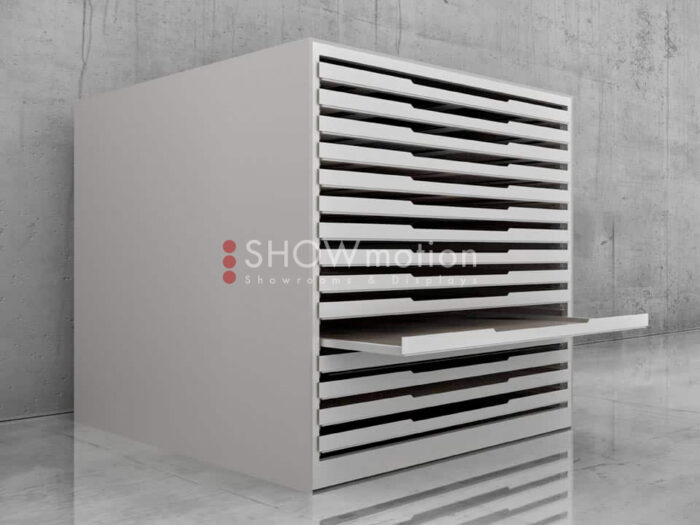 ShowMotion_SOLIDA-15_92x92_Präsentationsmöbel Bodenschrank für Bodenfliesen, keramische Fliesen, Bodenbeläge