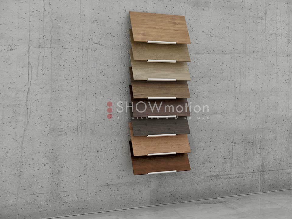 Wandmusterständer für 8 Holzbodenmuster - Ausstellungssystem Ihres Parketts - Showmotion
